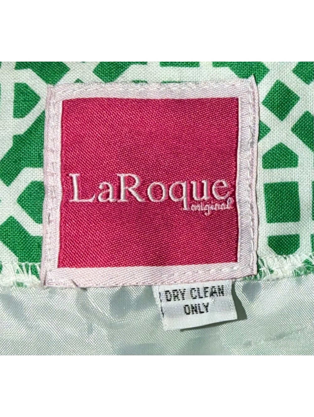 LaRoque Green & White Trellis Geometric Pleated Dress, Fits Size 6/M, EUC - Picture 6 of 6